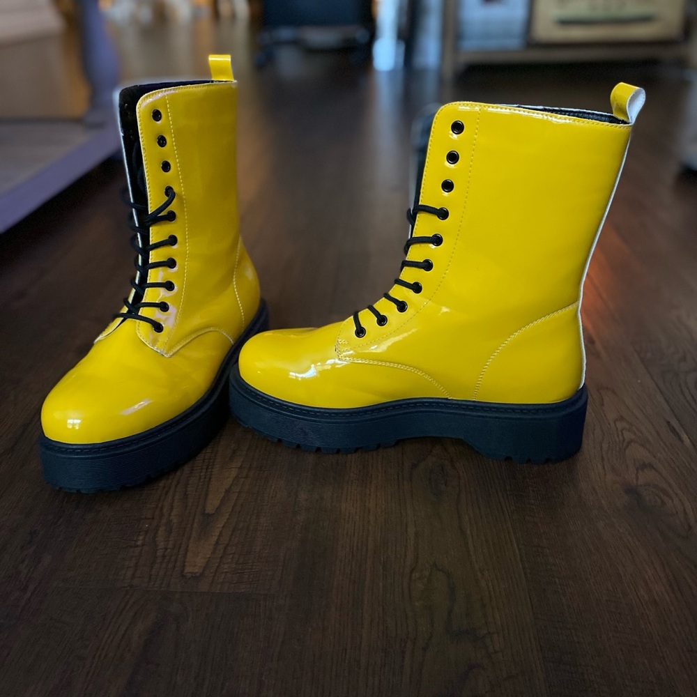 yellow combat boots